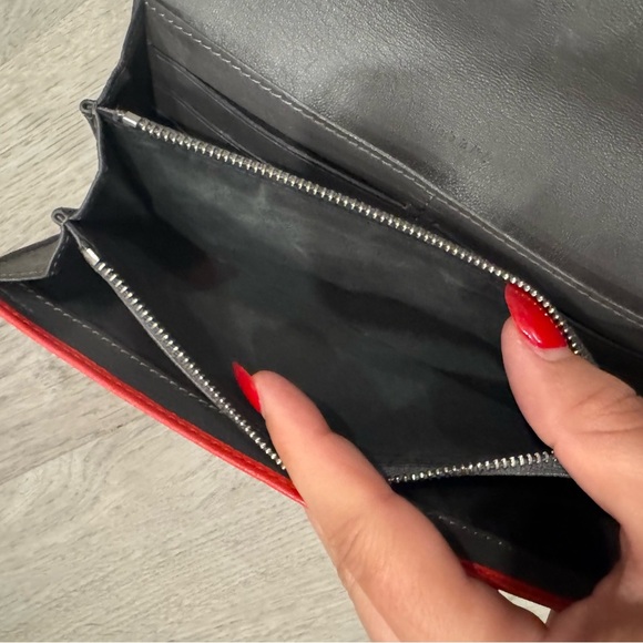 Celine Leather Vintage Bifold Long Wallet Women's - Red With Gray Interior EUC - Picture 10 of 10